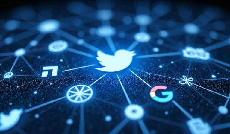 Ikony różnych firm technologicznych (Google, Facebook) symbolizujące pliki cookie stron trzecich